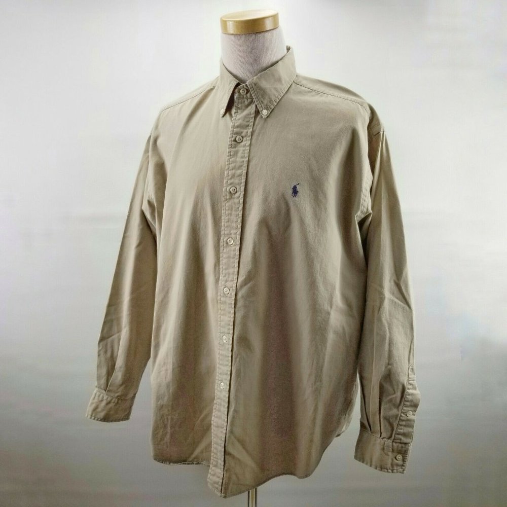 Ralph Lauren Blake Shirt Size Large Cotton Tan